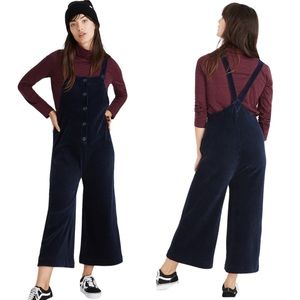 Madewell Texture & Thread Velour Corduroy Overalls Navy